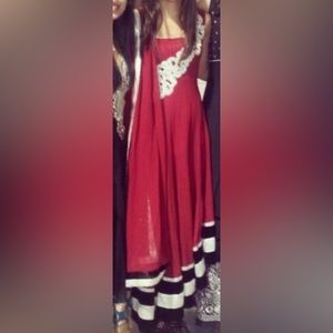 Red anarkali style Kurta (Indian / Pakistani / desi fusion wear)